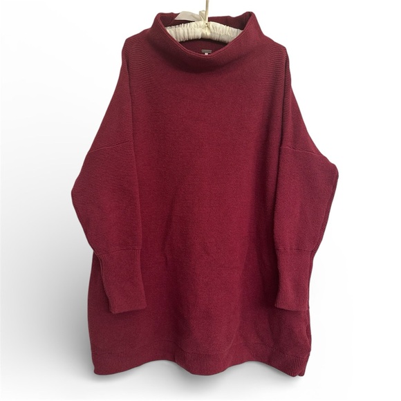 Free People Ottoman Slouchy Tunic Heavy Knit Oversized Relaxed Fit Burgundy Sz M - Picture 3 of 13
